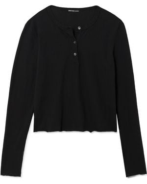 James Perse Cotton-Jersey Henley Top - Black