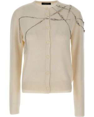 Fabiana Filippi Rhinestone Embellished Cardigan - Natural