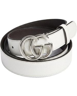 Gucci Cut Gg Marmont Thin Belt - White