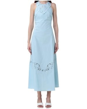 Twinset Poplin Embroidered Dress - Blue