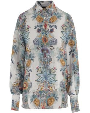 Just Cavalli Botanical Print Shirt - Blue