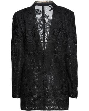 Dolce & Gabbana Floral Print Long Sleeve Coat - Black