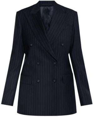 Officine Generale Pinstripe Double-Breasted Jacket - Blue