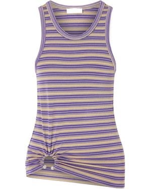 Rabanne Striped Piercing-Detail Tank Top - Purple