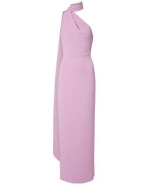 Solace London Demi Asymmetric Scarf-Detail Gown - Purple