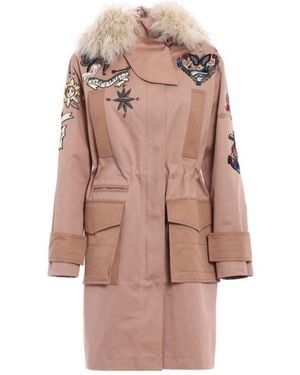 Valentino Embroidered Concealed Zip-Front Jacket - Pink