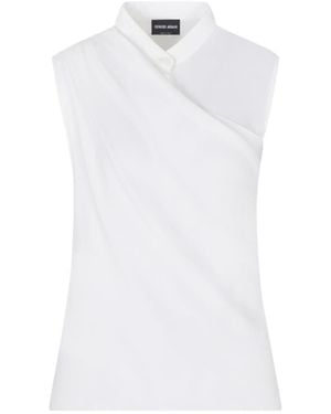 Giorgio Armani Draped Sleeveless Top - White