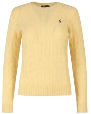 Polo Ralph Lauren Julianna Polo Pony Cable Knit Jumper - Yellow