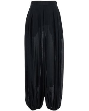 Semicouture Casual Trousers With Elastic Waistband - Black