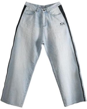Balenciaga Logo-Print Baggy Jeans - Blue