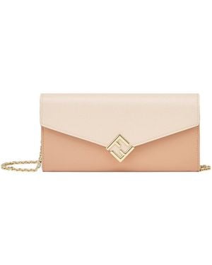 Fendi Ff Diamonds Rectangular Chained Wallet - White