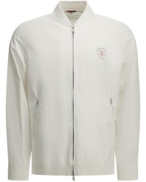 Brunello Cucinelli Nylon Sweatshirt With Logo And Zipper - White