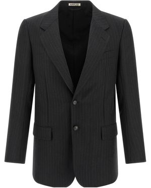 AURALEE Pinstripe Single Breasted Jacket - Black