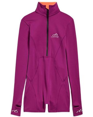Balenciaga Logo Printed Jumpsuit - Purple