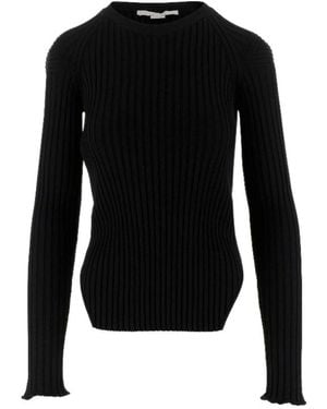 Stella McCartney Rib-Knit Long-Sleeve Top - Black