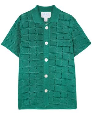 Calle Del Mar Mesh Knit Short Sleeve Cardigan - Green