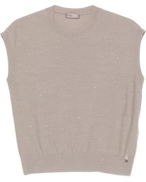 Herno Sequin-Embellished Knit Top - Brown