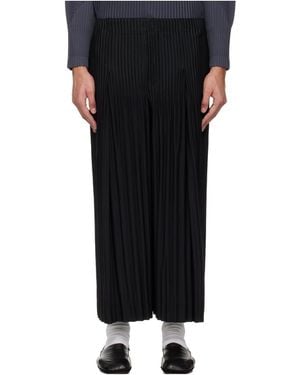 Homme Plissé Issey Miyake Pleated Cropped Trousers - Black