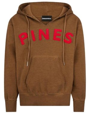DSquared² Pines Logo Hooded Jumper - Brown