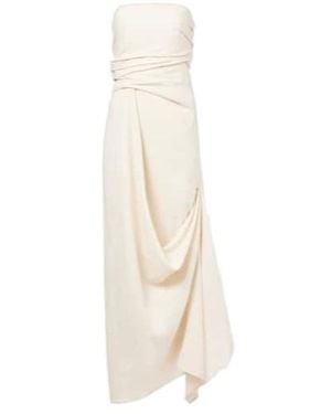 STAUD Caravaggio Draped Linen Maxi Dress - White