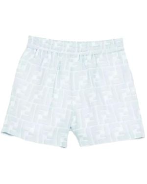 Fendi Ff Logo-Jacquard Shorts - Blue