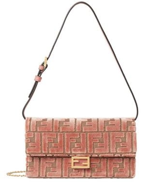 Fendi Matcha Ff Jacquard Velvet Wallet - Pink