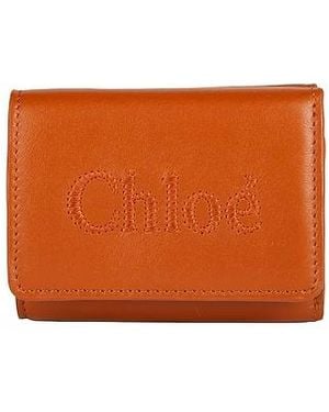 Chloé Solid Color Leather Wallet - Orange