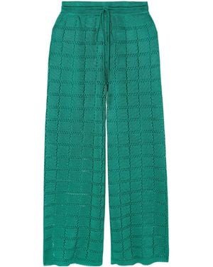 Calle Del Mar Casual Knitted Wide-Leg Trousers - Green