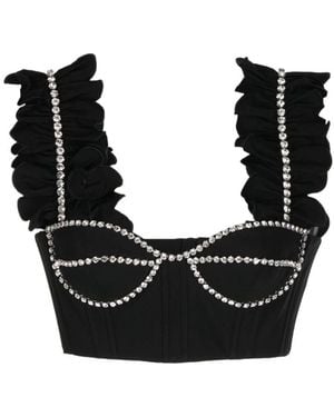 Area Embellished Sleeveless Cropped Top - Black