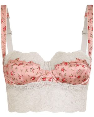 Dolce & Gabbana Floral Lace Longline Bra - Pink