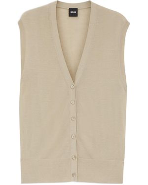 BOSS Fumi Knitted Vest - Natural