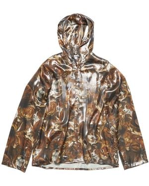Acne Studios Graphic-Print Hooded Lightweight Jacket - Metallic