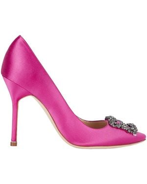Manolo Blahnik Hangisi 105 Fuchsia Silk Satin Court Shoes - Pink