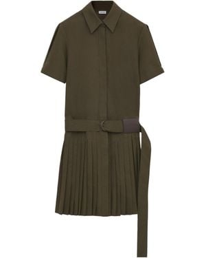 Loewe Pleated Cotton And Polyester Dress - Green