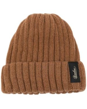 Borsalino Hill Ribbed-Knit Beanie Hat - Brown