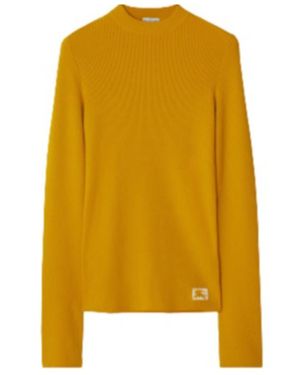 Burberry Logo Intarsia-Knit Long Sleeevd Top - Yellow