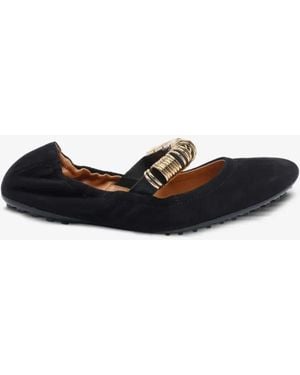 Tod's Loop And Loop Detail Suede Ballet Flats - Black