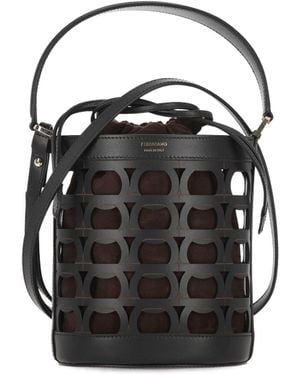 ショルダーバッグ・ポシェット FERRAGAMO BUCKET BAG (211488757946 LANGUOR) Salvatore Ferragamo Gancini Drawstring Bucket Bag Wicker