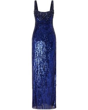 Jenny Packham Rosalie Crystal-Embellished Sequined Tulle Gown - Blue