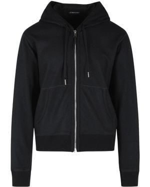 Tom Ford Zip-Up Knitted Drawstring Hoodie - Black