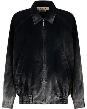 Marni Flocked Denim Bomber Jacket - Black
