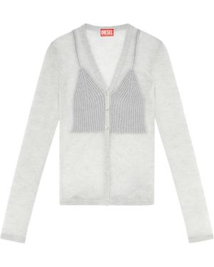 DIESEL M-Arina Bra Detailed Sheer Cardigan - White