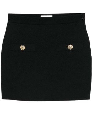 Balmain Button-Embellished Knitted Mini Skirt - Black