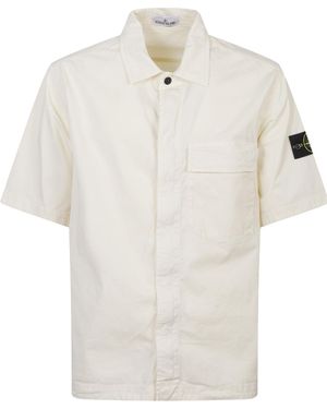 Stone Island Logo Patch Short Sleeved Shirt - White