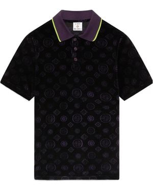 CASABLANCA Monogram Velour Polo Shirt - Black