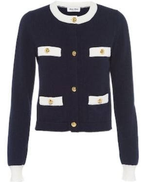 Miu Miu Button-Up Long Sleeved Cardigan - Blue