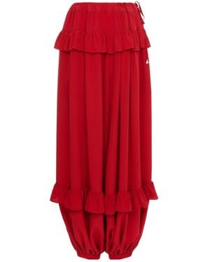 Chloé Fluid Ruffled Pants - Red