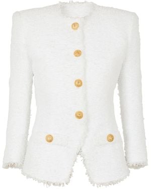 Balmain Tweed Single-Breasted Jacket - White