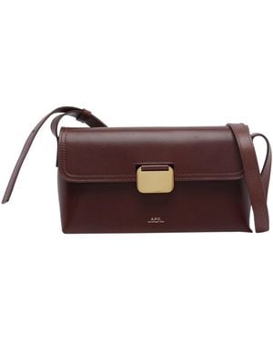 A.P.C. Grace Logo-Print Leather Shoulder Bag - Purple
