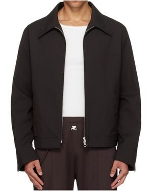 Courreges Lapel Long-Sleeved Casual Jacket - Black